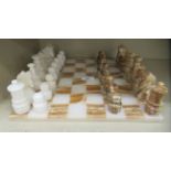 A modern two tone marble chess set chessboard 12"square