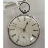 An early Victorian silver cased pocket watch, faced by an enamelled Roman dial  London 1842