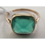 A 9ct gold ring, set with a green stone