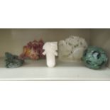 Carved hardstone ornaments: to include an example fashioned as a basket of flowers  6.5"h