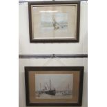 Two works by J Wallace - shoreline scenes  watercolours  bearing signatures, one dated 1891  14" x