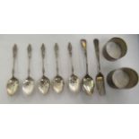 Silver collectables: to include napkin rings and flatware  mixed marks