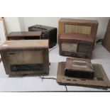 Five variously cased vintage radios and a sound box: to include a KB  11"h  16"w  (sold for
