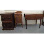 Small furniture: to include an Edwardian mahogany bedside cabinet with a drawer and panelled door,