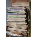 A collection of LP records.