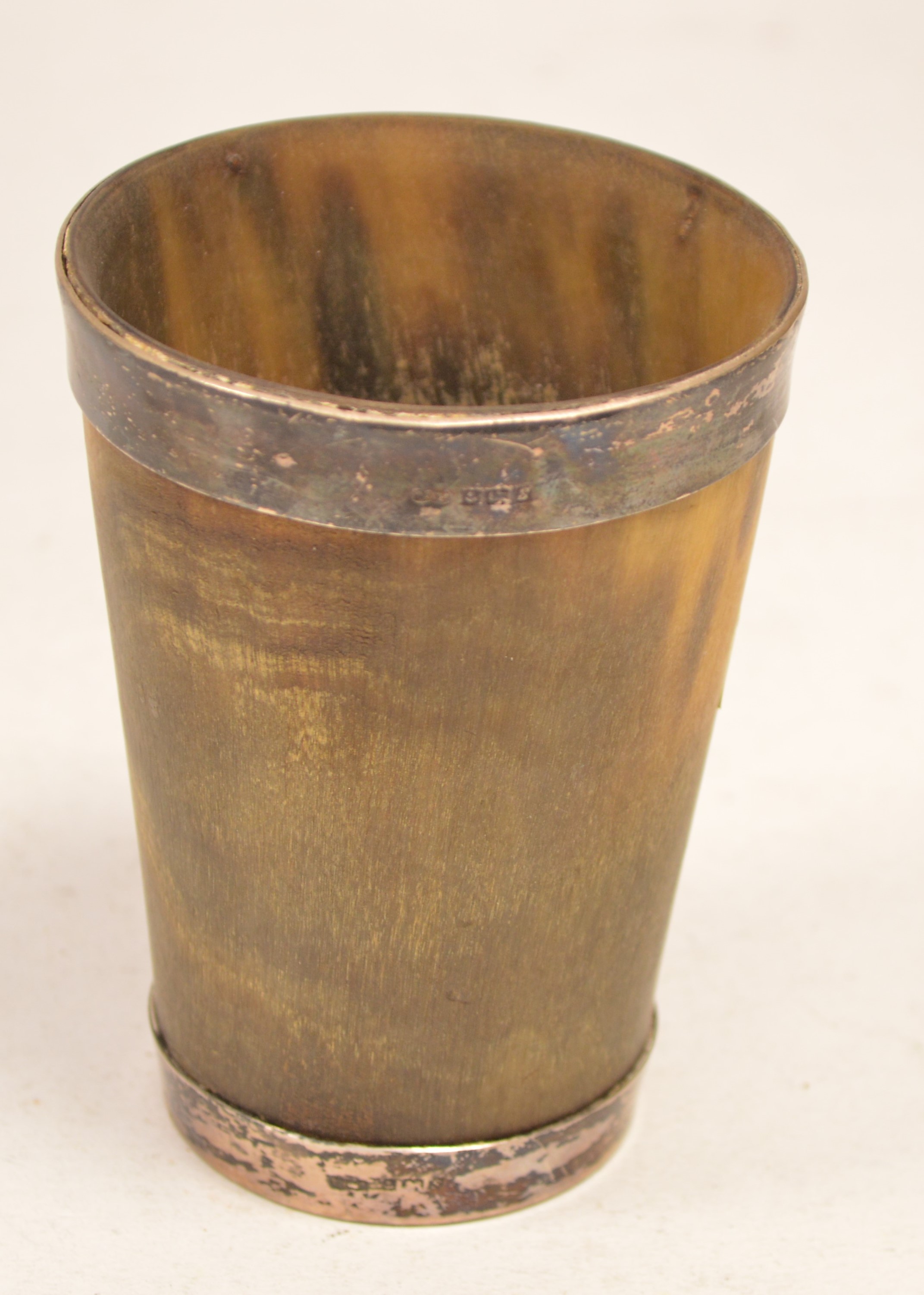Silver mounted horn beaker