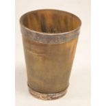 Silver mounted horn beaker