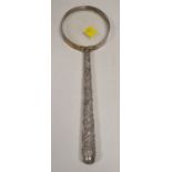 Indian white metal handled magnifying glass