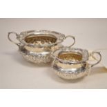 Silver sugar bowl and cream jug, by Henry Stratford