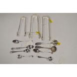 Silver tongs and spoons