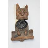 Black Forest style carved cat inkwell.