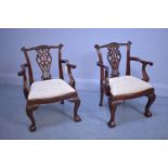 Pair of Chippendale style child's armchairs.