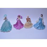 Four Coalport figurines.