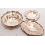 Three silver dishes