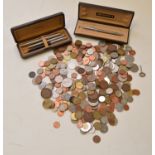 Pens and coinage.