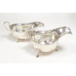 Two silver sauce boats