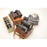 Cine camera, a lens, and other items.