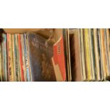 A collection of LP records.