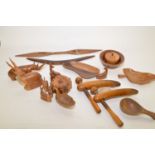 Model of a Spaniel; bird and other ornaments; and Wooden items.