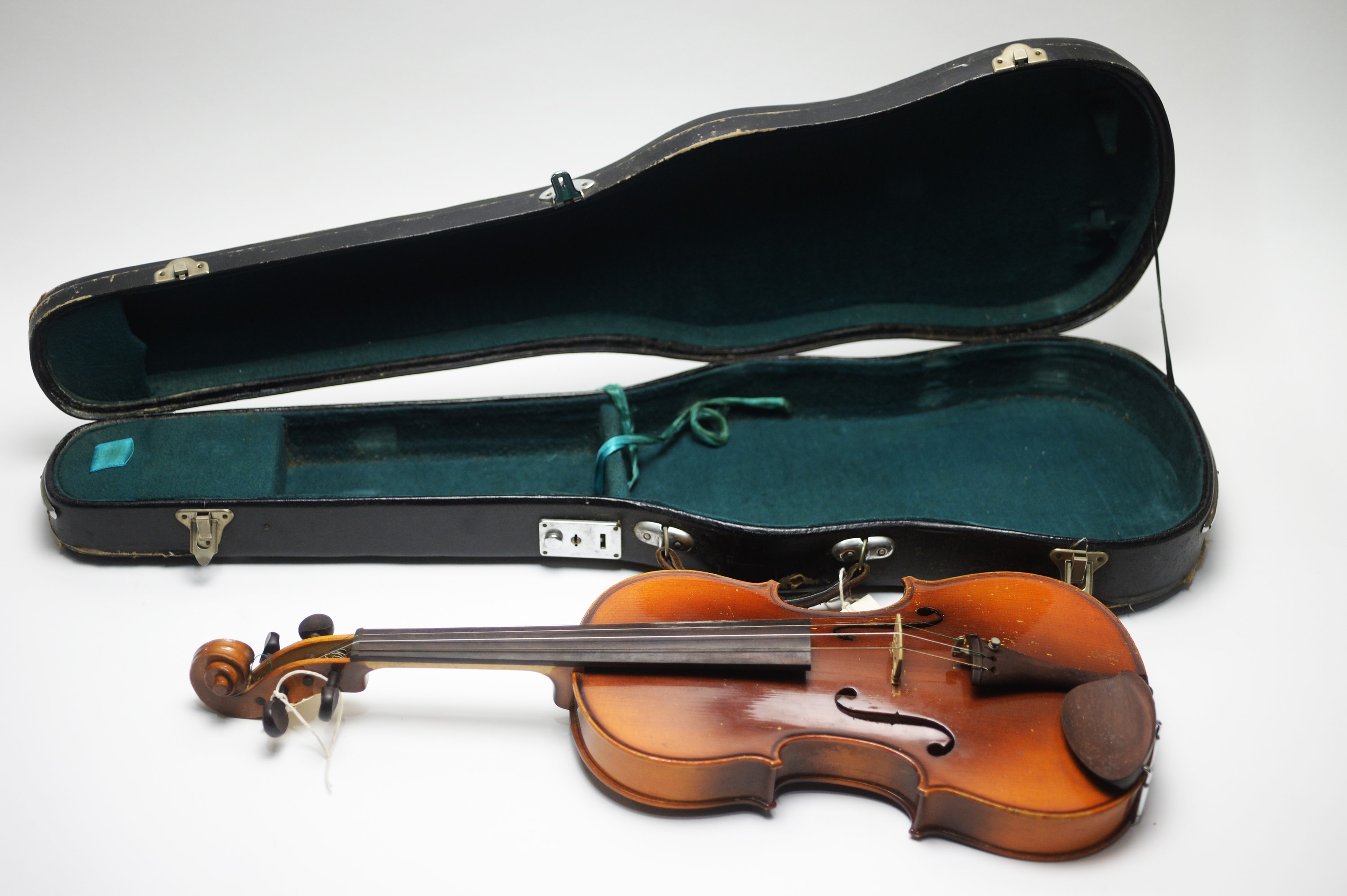 Four student violins and a bow, all cased. - Image 2 of 4