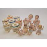 Royal Victoria Wade pottery bowls; and assorted piano babies.