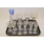 Wine glasses and other glassware.