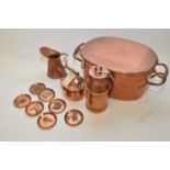 Copper quart pail and other copper items.