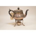 Silver teapot and associated burner stand