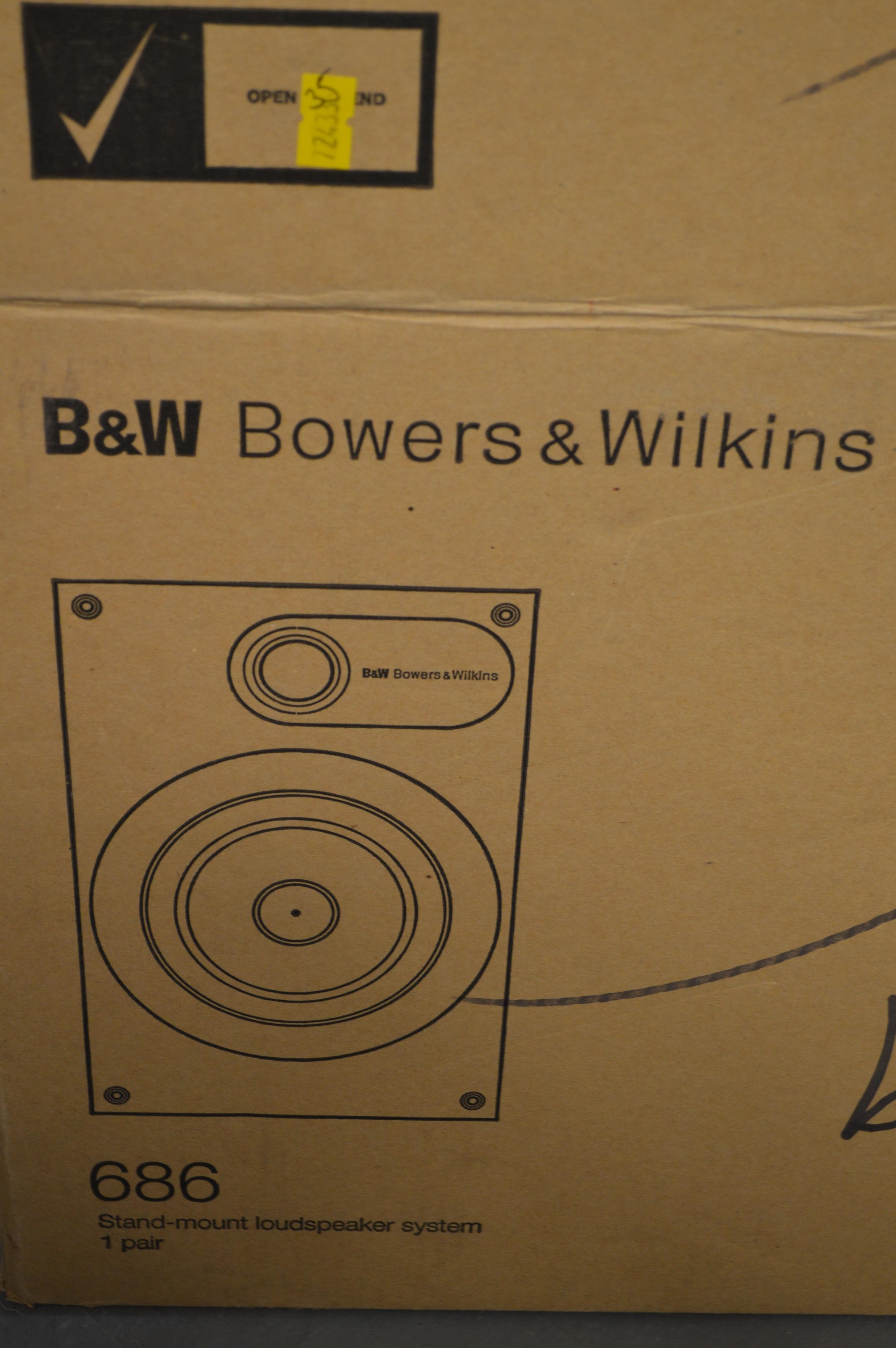 A pair of Bowers & Wilkins loudspeakers.