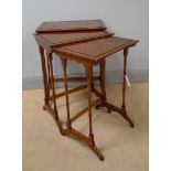 Satin mahogany nest of three tables