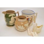 Staffordshire frog mug and other items