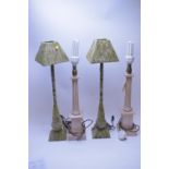 Two pairs of table lamps.