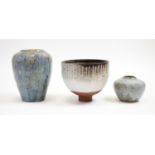 Studio pottery bowl and two vases