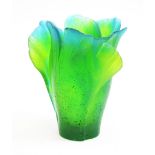 Daum Ginkgo Pate de Verre vase.