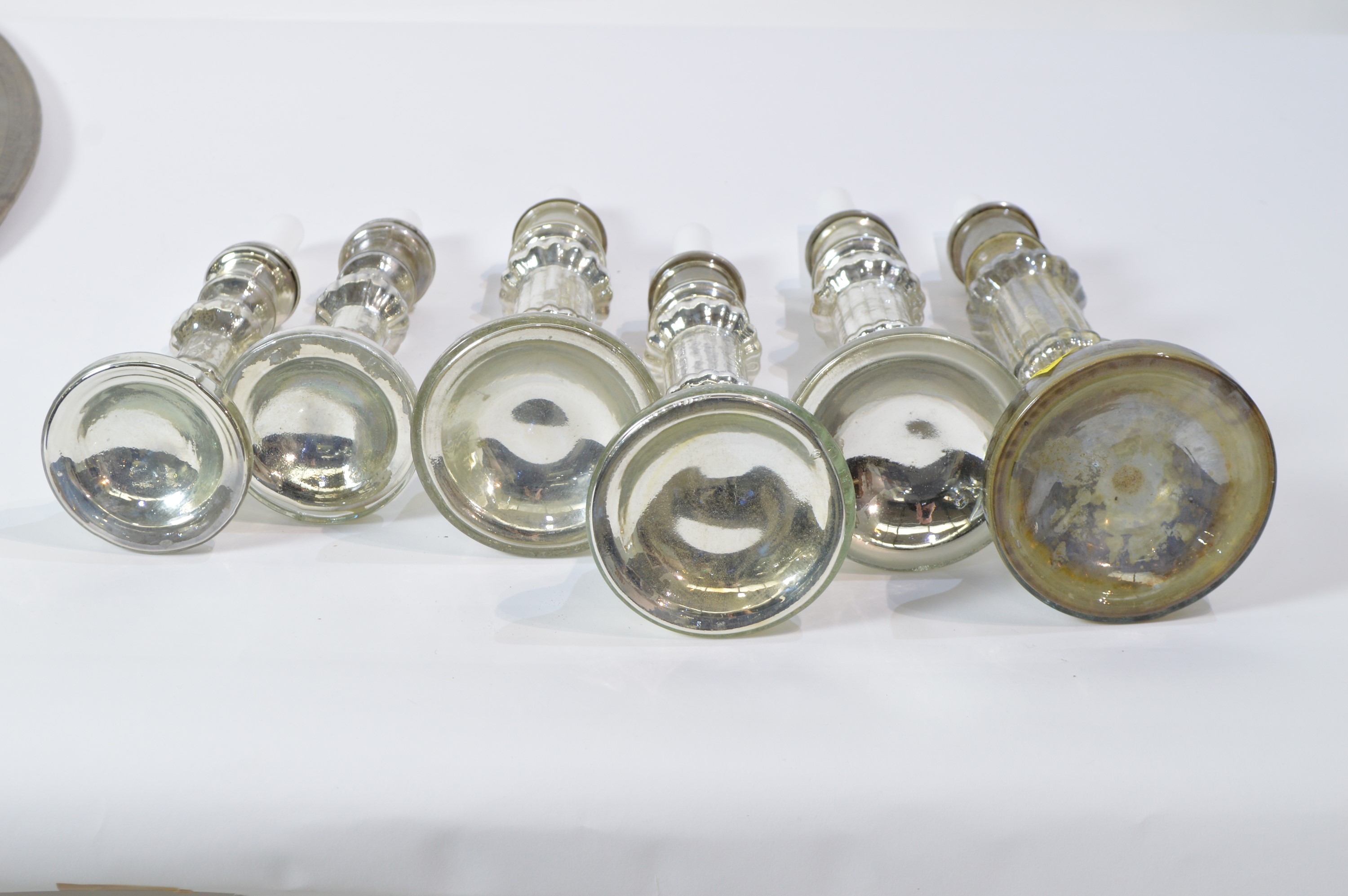 Twelve assorted candlesticks on Indian style tray. - Image 3 of 6