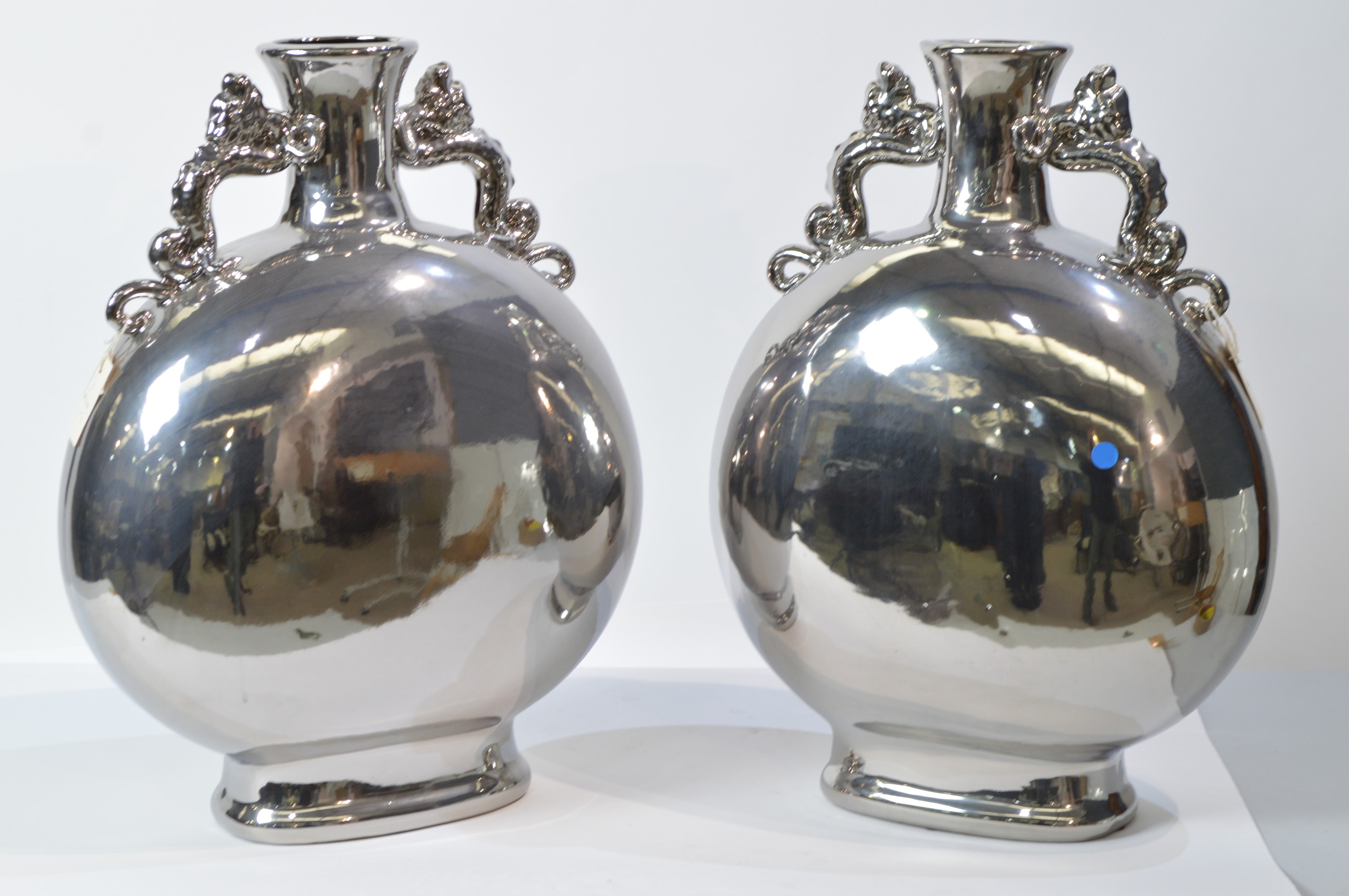 Pair of silvered vases; and a pair of silvered ball ornaments. - Image 7 of 9