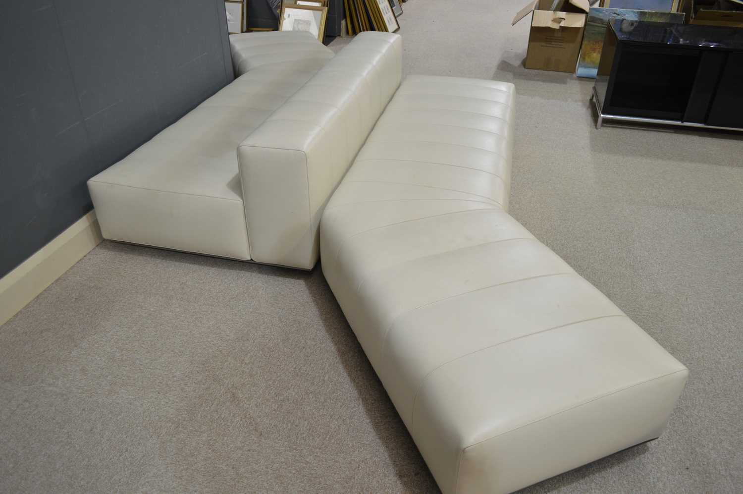 Attributed to Minotti: two cream leather angular seating units. - Image 6 of 8