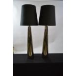 Pair of modern circular tapered table lamps.