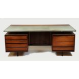 Robin Day for Hille of London: A teak Senior Executive desk, c1970.