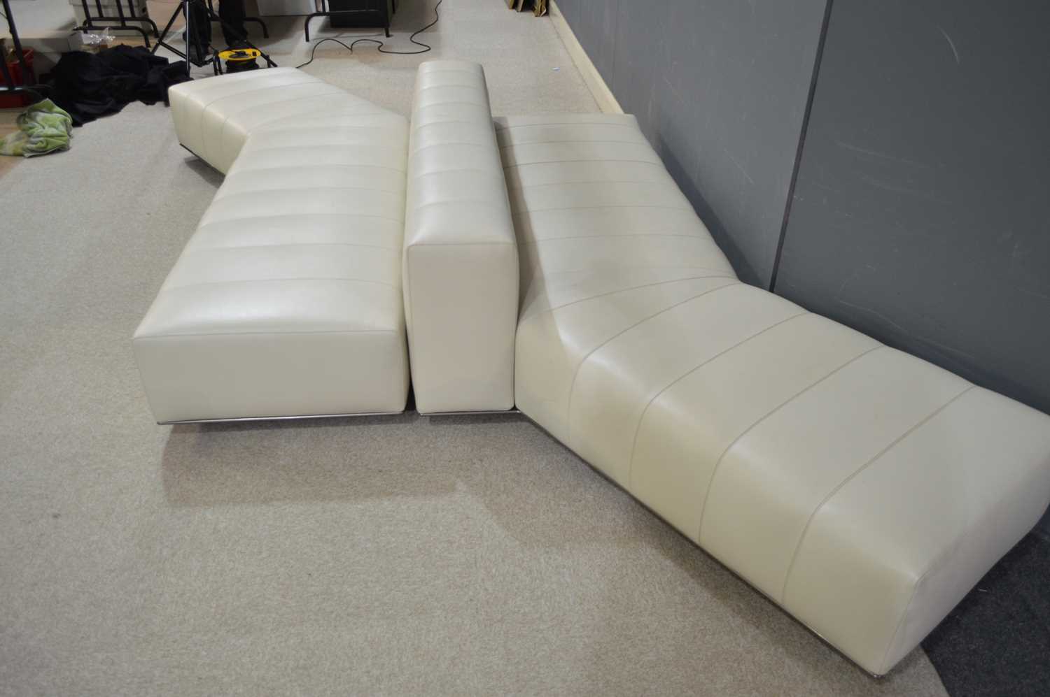 Attributed to Minotti: two cream leather angular seating units. - Image 3 of 8