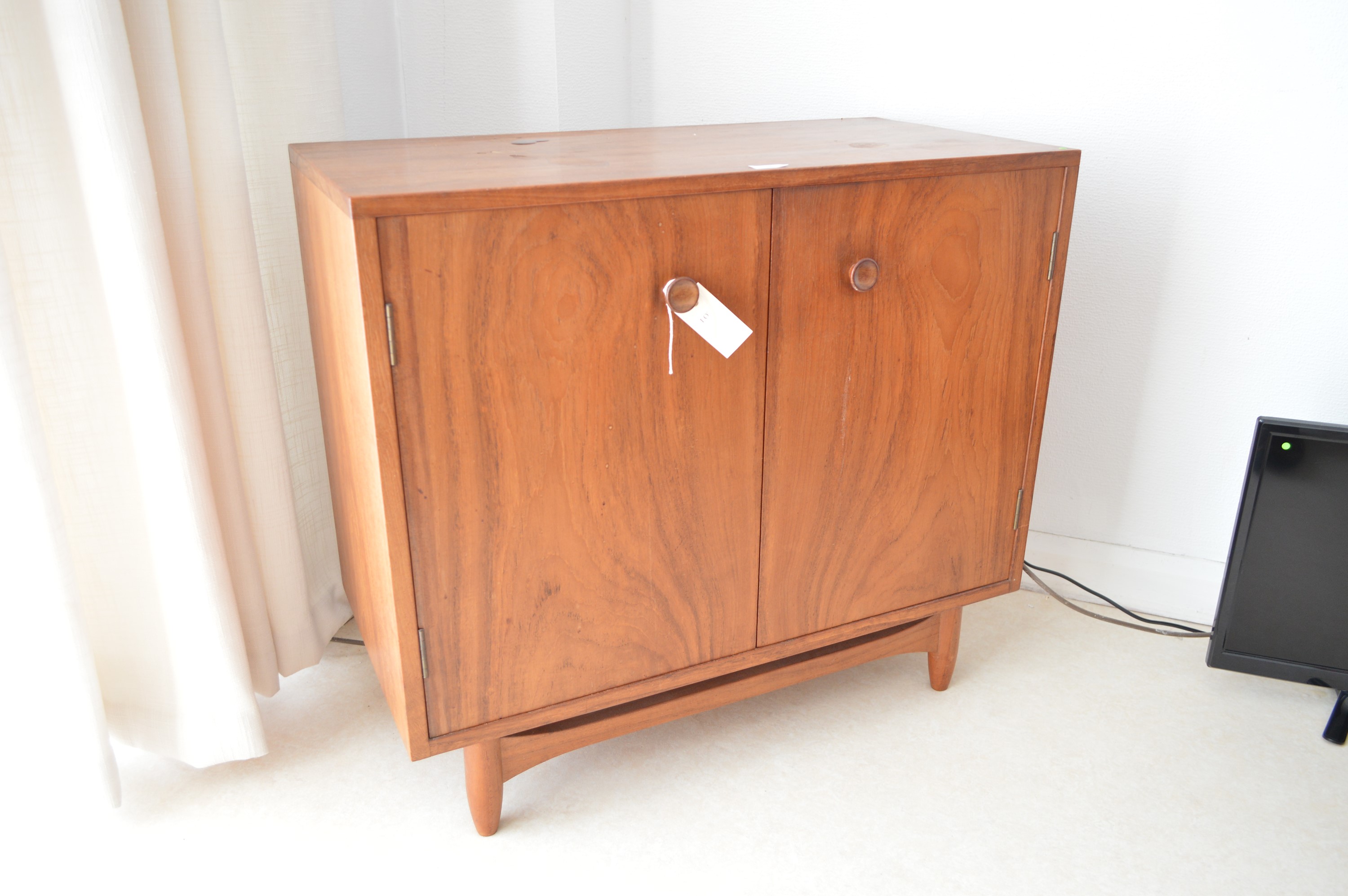 Mid Century chest of drawers; similar cabinet; wardrobe, and hi-fi unit.