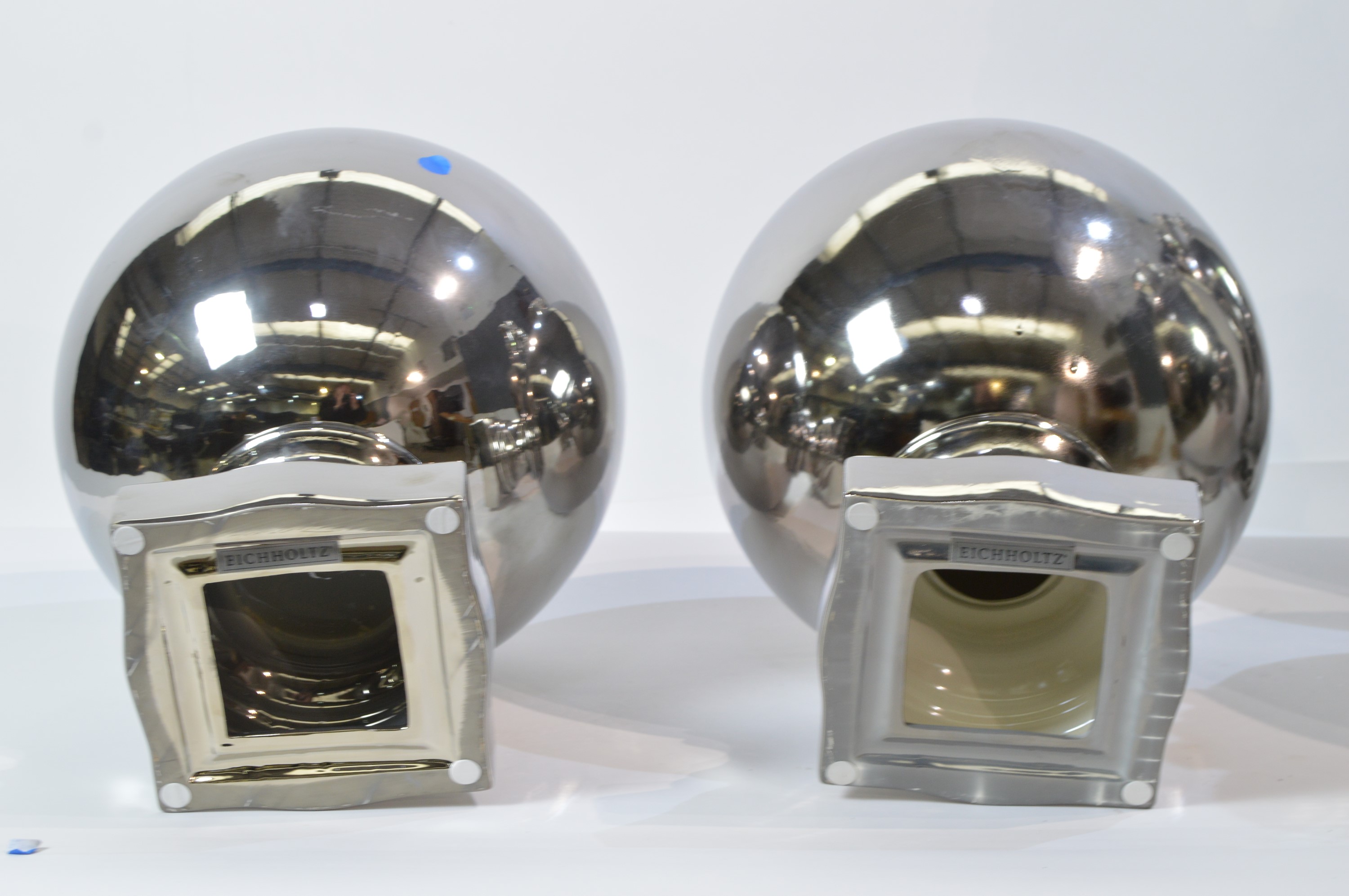 Pair of silvered vases; and a pair of silvered ball ornaments. - Image 2 of 9