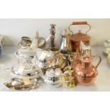 A large selection of metalware.