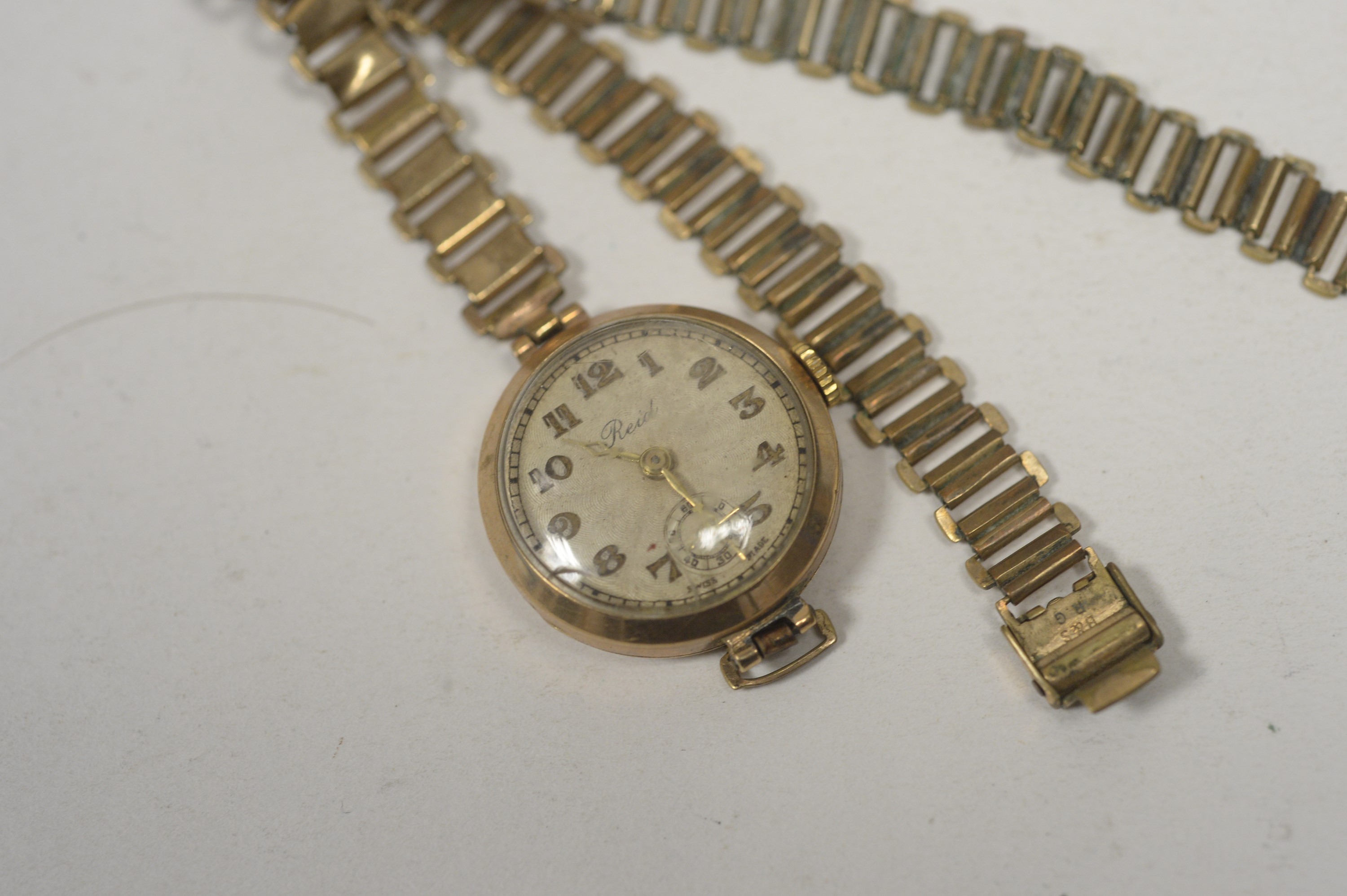 A yellow metal fancy link chain; and two watches. - Image 2 of 7