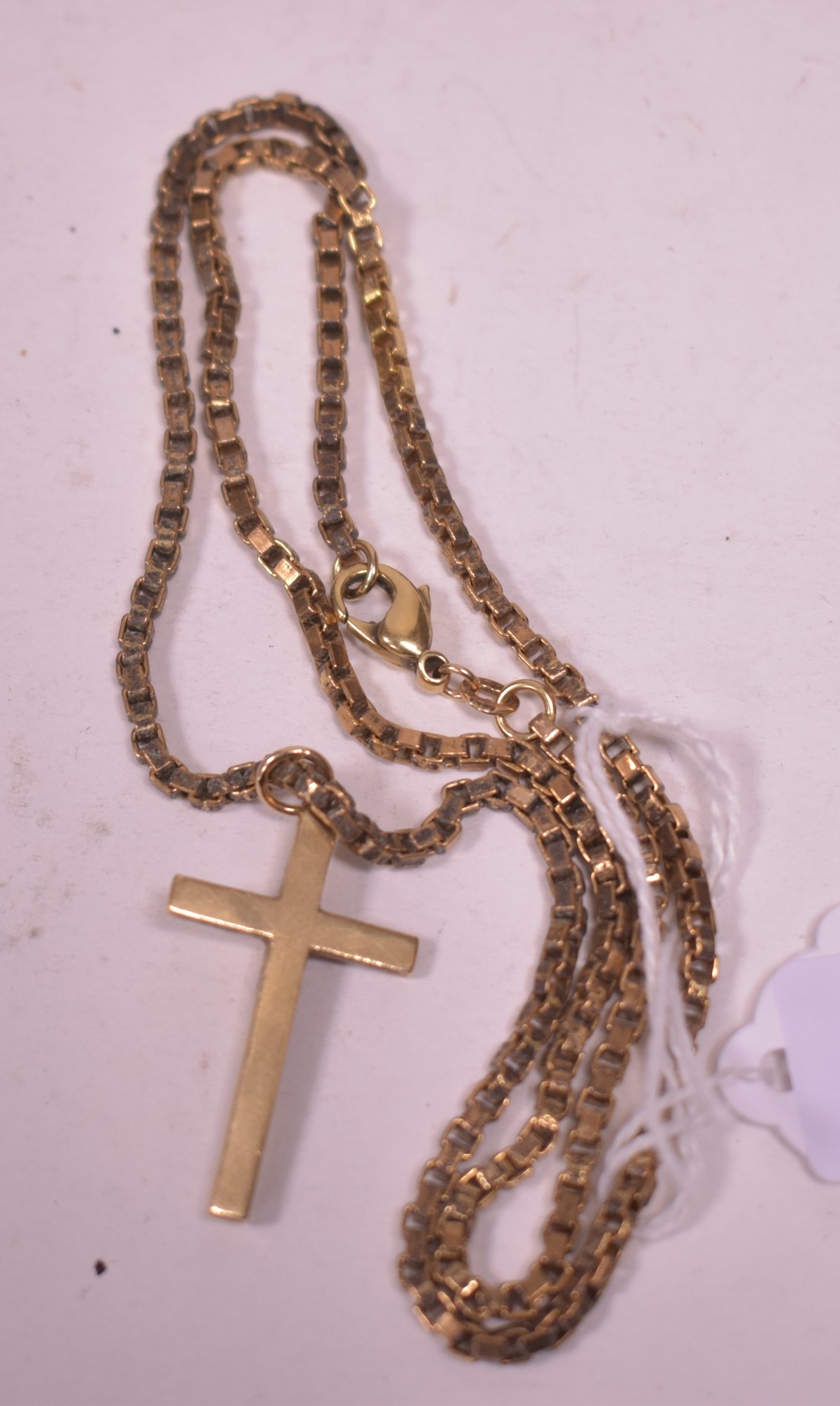 Gold crucifix pendant and chain