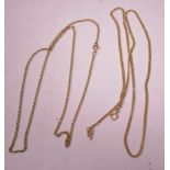 Two gold chain necklaces
