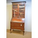 Early 20th C mahogany bureau bookcase.