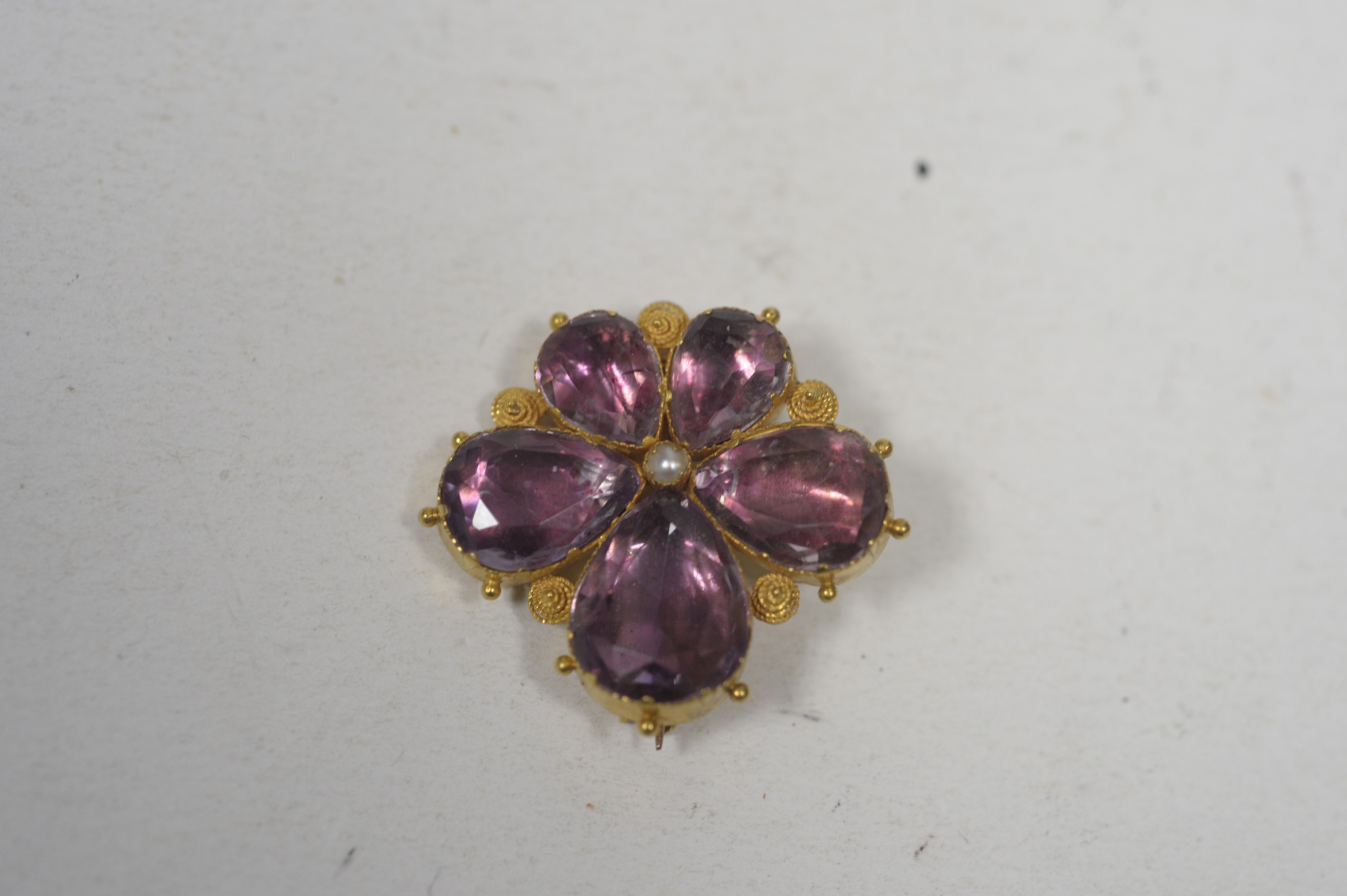 A 19th Century amethyst brooch. - Image 3 of 3