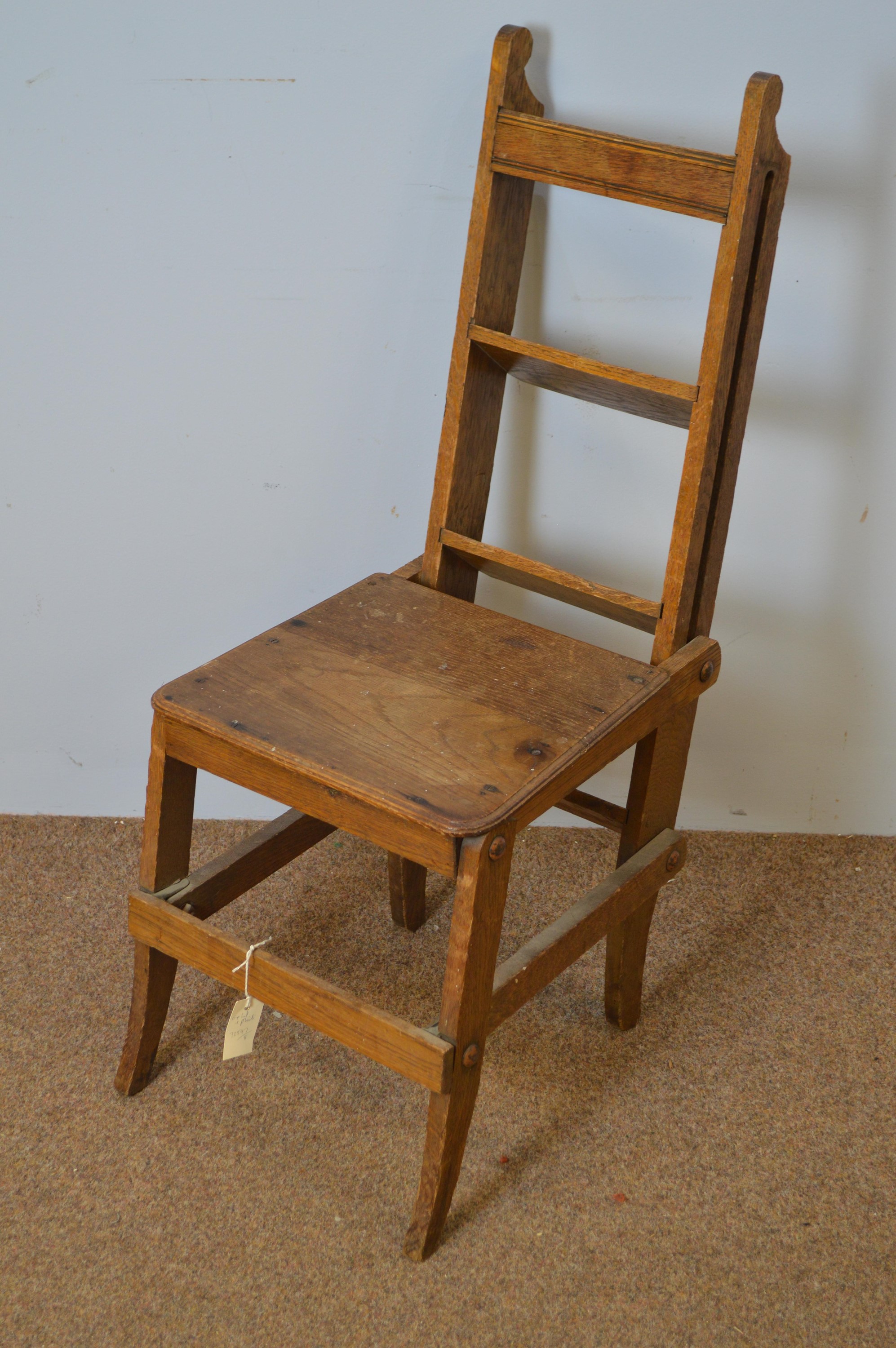 Set of vintage oak metamorphic library steps.