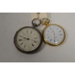 Silver pocket watch chronograph; and Bernex pocket watch.